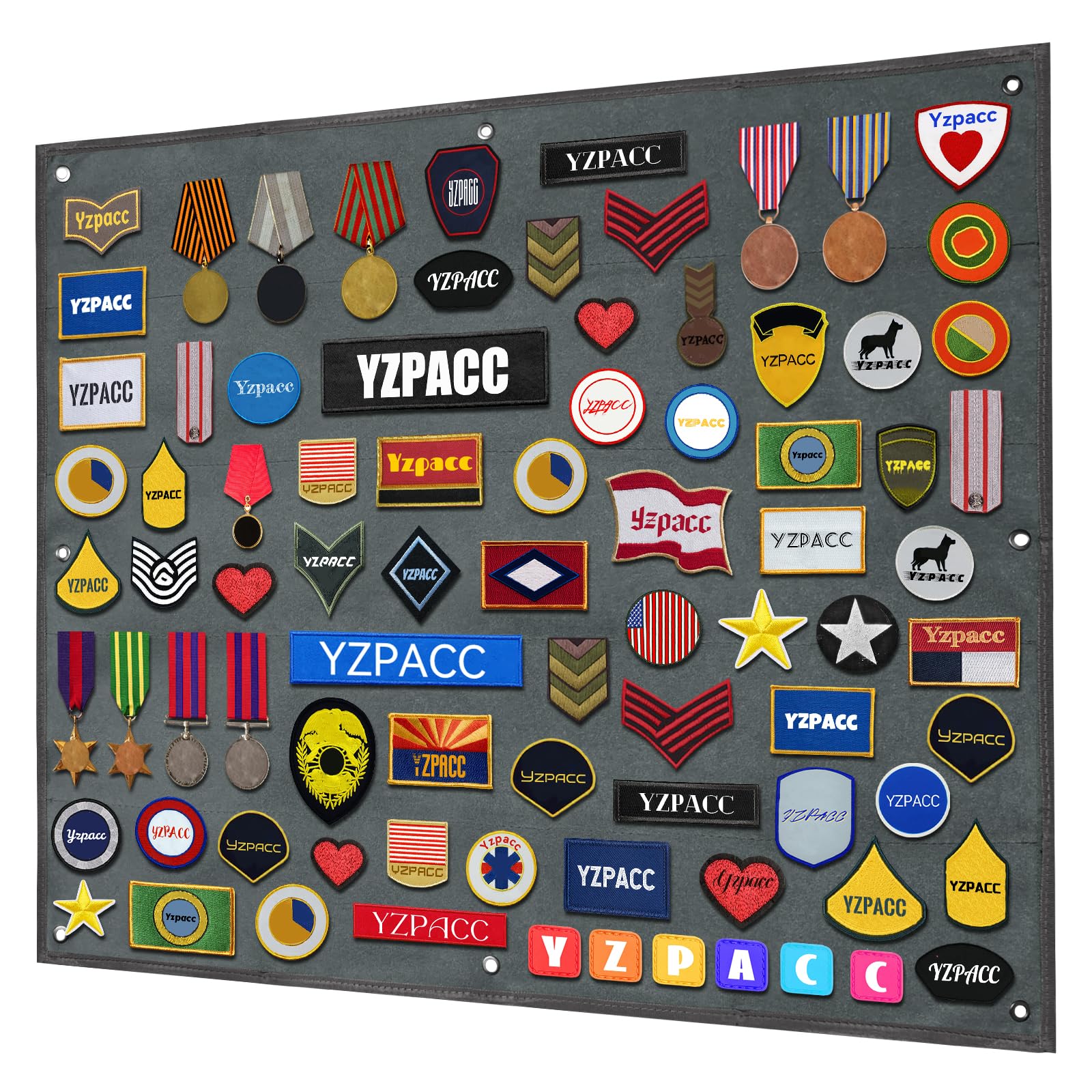 Caja de panel de visualización de parches tácticos gris organizador de parches militares L
