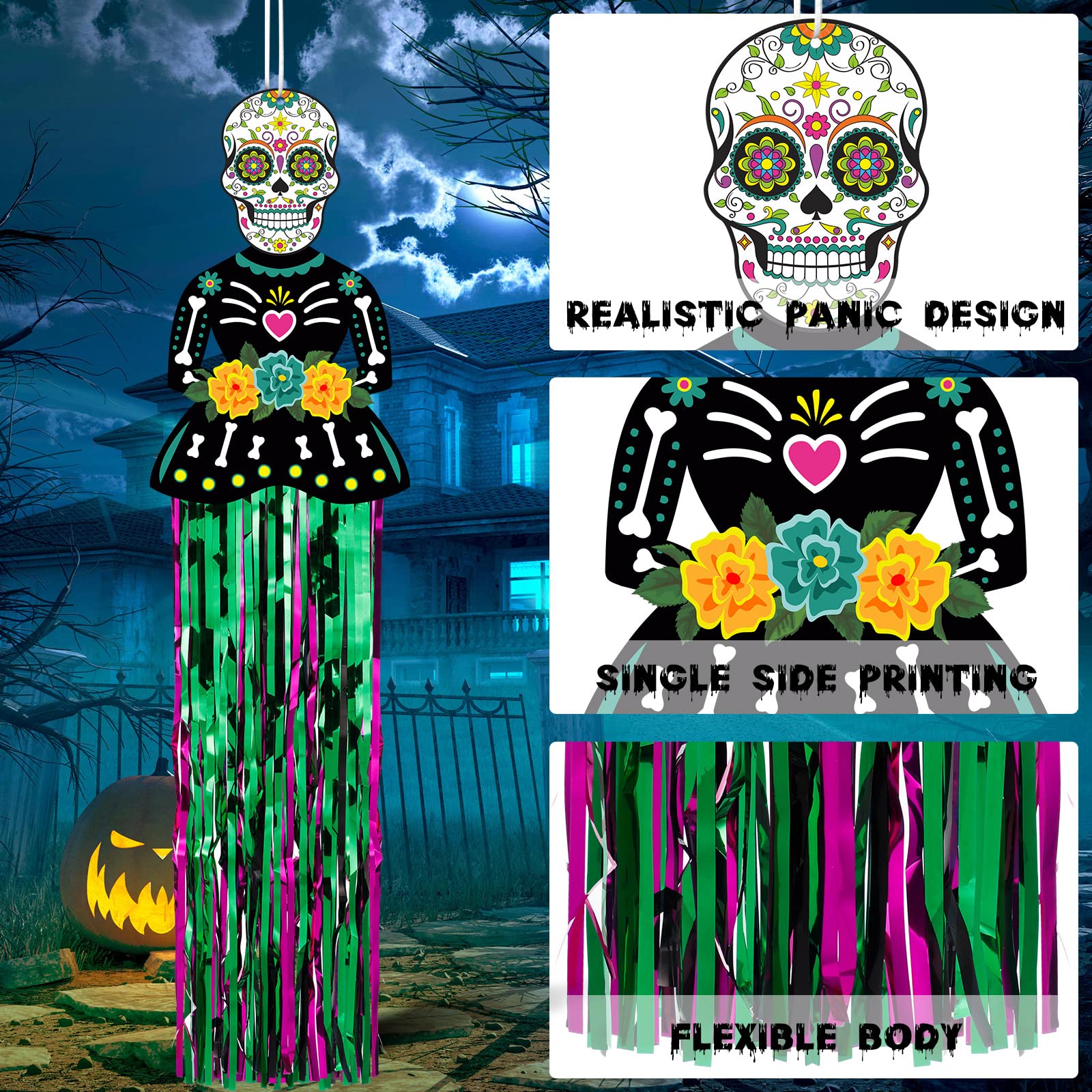 4Pcs 24\" Dia De Los Muertos Decorations, Day Of The...