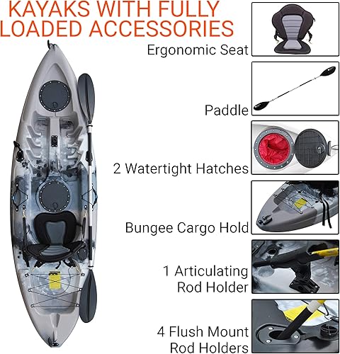 Miniatura 3 de BKC FK184 - Kayak de pesca de 2.74 m de eslora con un asiento individual y remo incluido