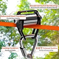 LifeisPawfect 65ft Zip Line Slackline Kit for Kids & Adults - Ninja Warrior Zipline with Pulley, Tree Protectors, Backyard Training Set