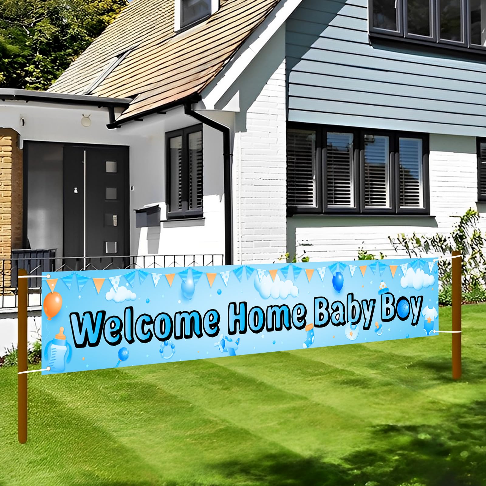 Gartenflagge 'It's A Boy' 30,5x45,7 Cm – Doppelseitig, Wetterfest, Zur Geburtsankündigung Mit Blauem Blumenmuster