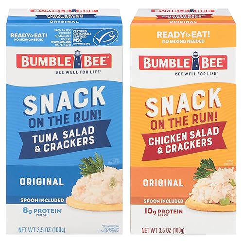 Vista 37 de Bumble Bee Snack On The Run - Kit de ensalada de pollo con galletas saladas, 3.5 onzas, lista para comer, cuchara incluida, aperitivo proteico