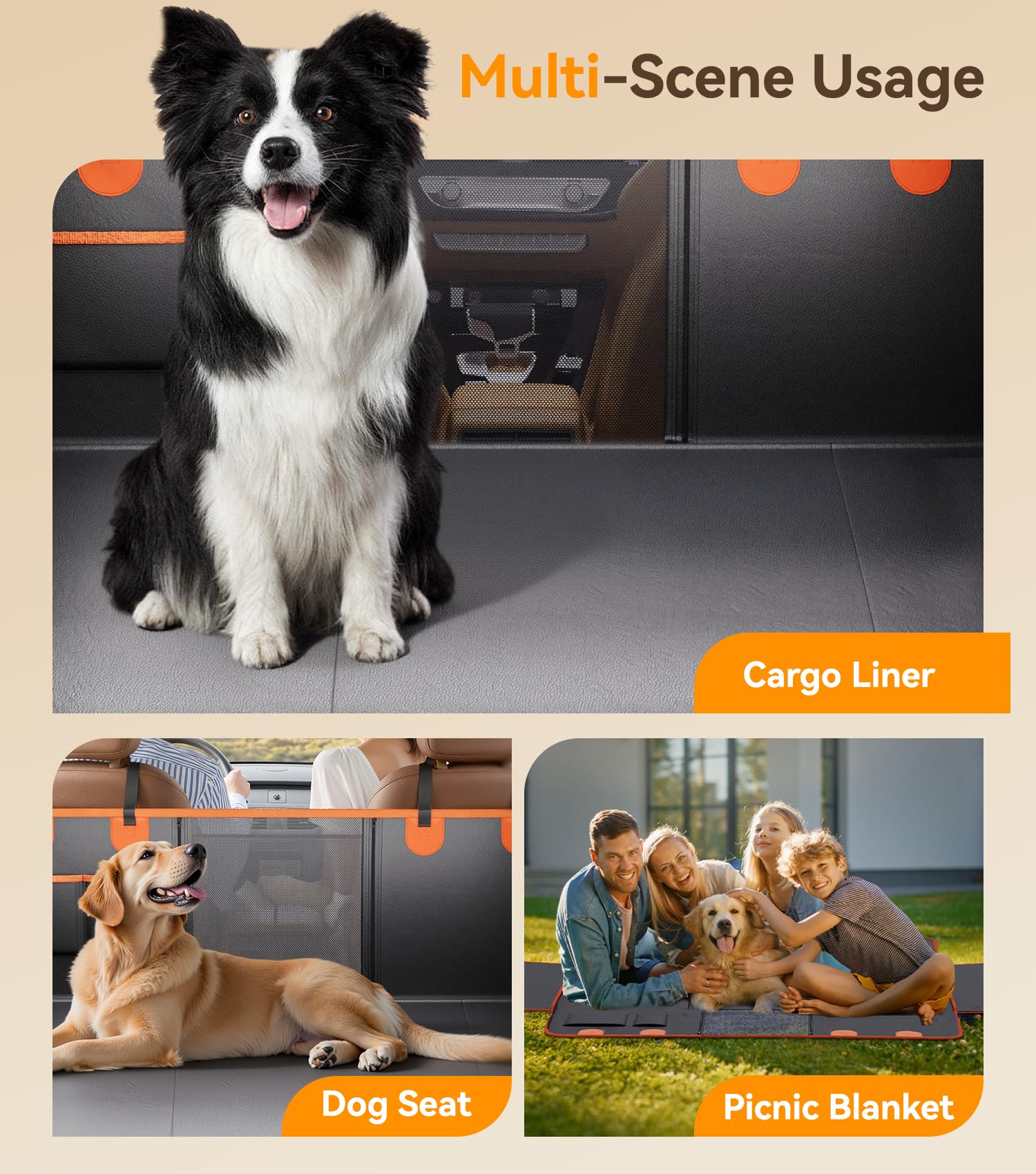 The Fellie Funda de asiento de coche para perro, extensor de asiento trasero de piel sintética impermeable con ventana de malla, funda de asiento trasero antiarañazos con carga de 400 libras, hamaca