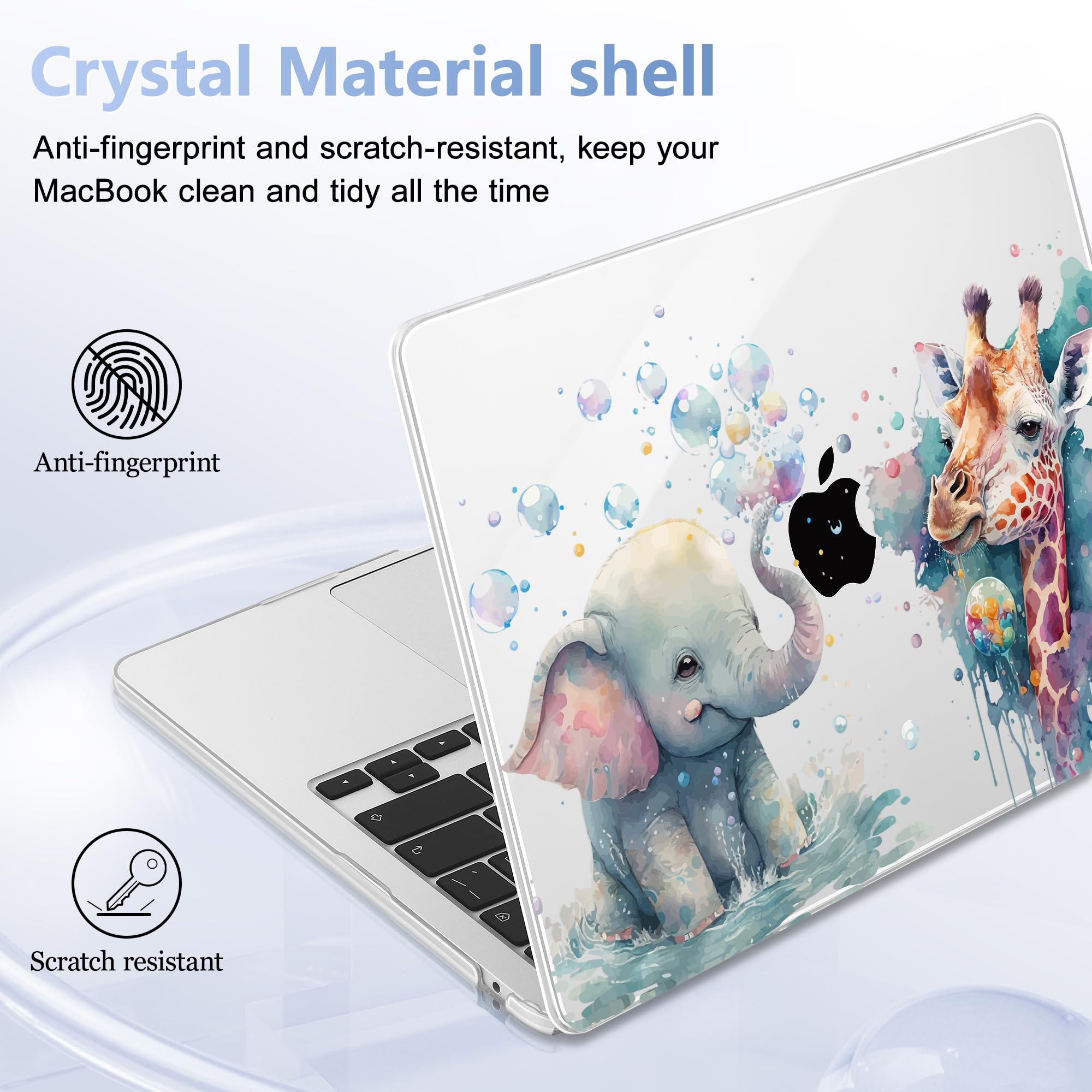 Funda para MacBook Air de 13.6 pulgadas con chip M2 A2681 versión 2022, funda rígida de plástico con protector de pantalla y cubierta de teclado para MacBook Air de 13.6 pulgadas, compatible