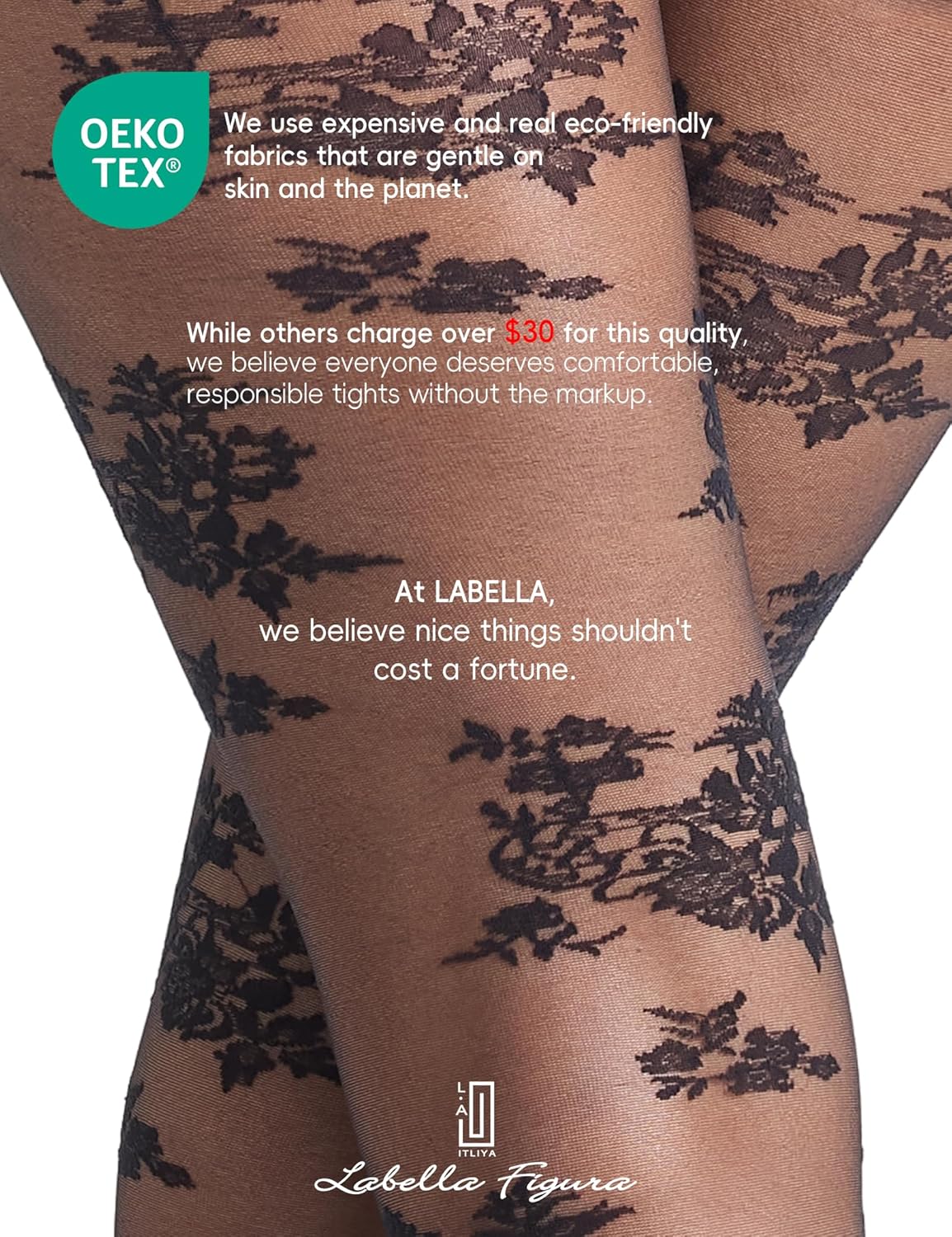 LABELLA Perfect Floral Patterned Sheer Pantyhose,Sexy Lace Tights For Women - Image 4
