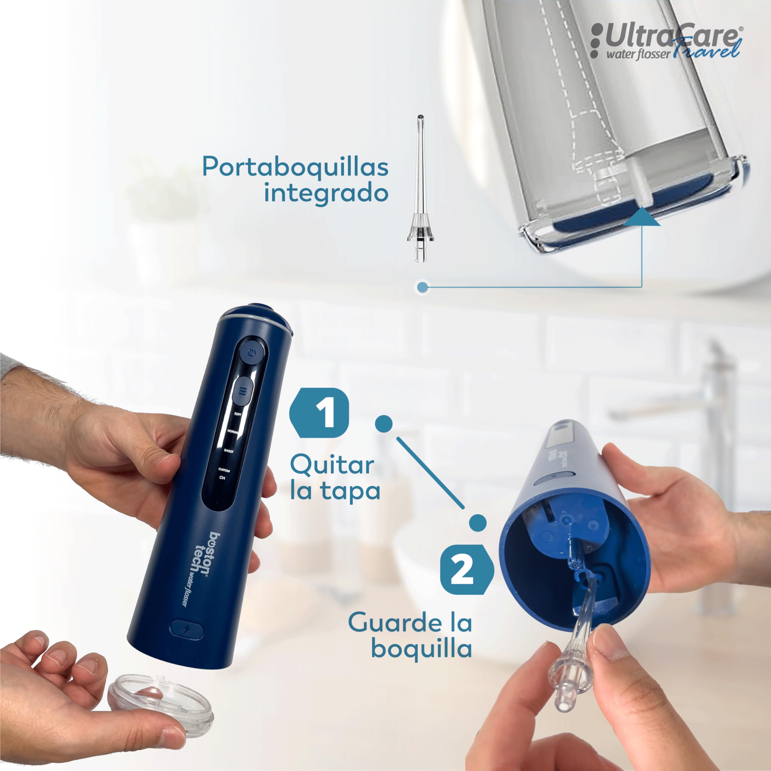 Compra Inteligente: Irrigador dental Sobremesa + Portátil en un Pack | Ahorra y Cuida Tu Salud Bucal en Casa y Viaje | Boquillas, Modos, Recargable | Aquapik Duo