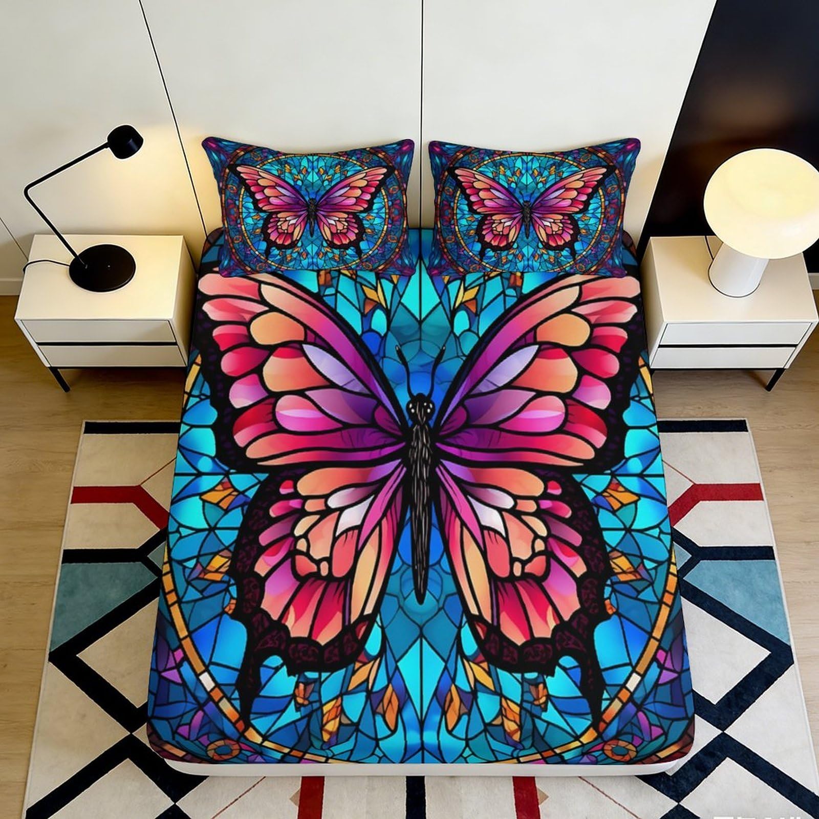 K1r3d9e5 Style-3 3D Printed Vibrant Butterfly Fitted Sheet Microfiber Soft Bedroom Decor Colorful Mattress Cover For Home Dorm 90X200x25cm