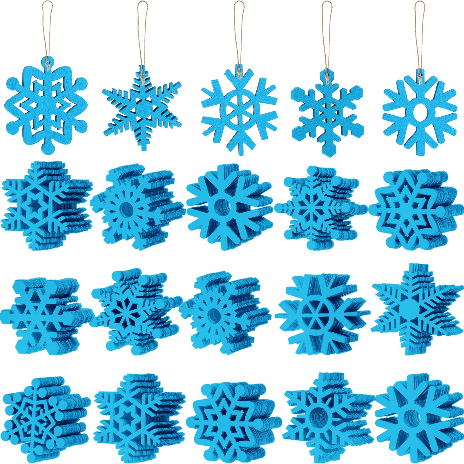 Flocons de neige en bois bleu pour sublimer votre sapin de Noël