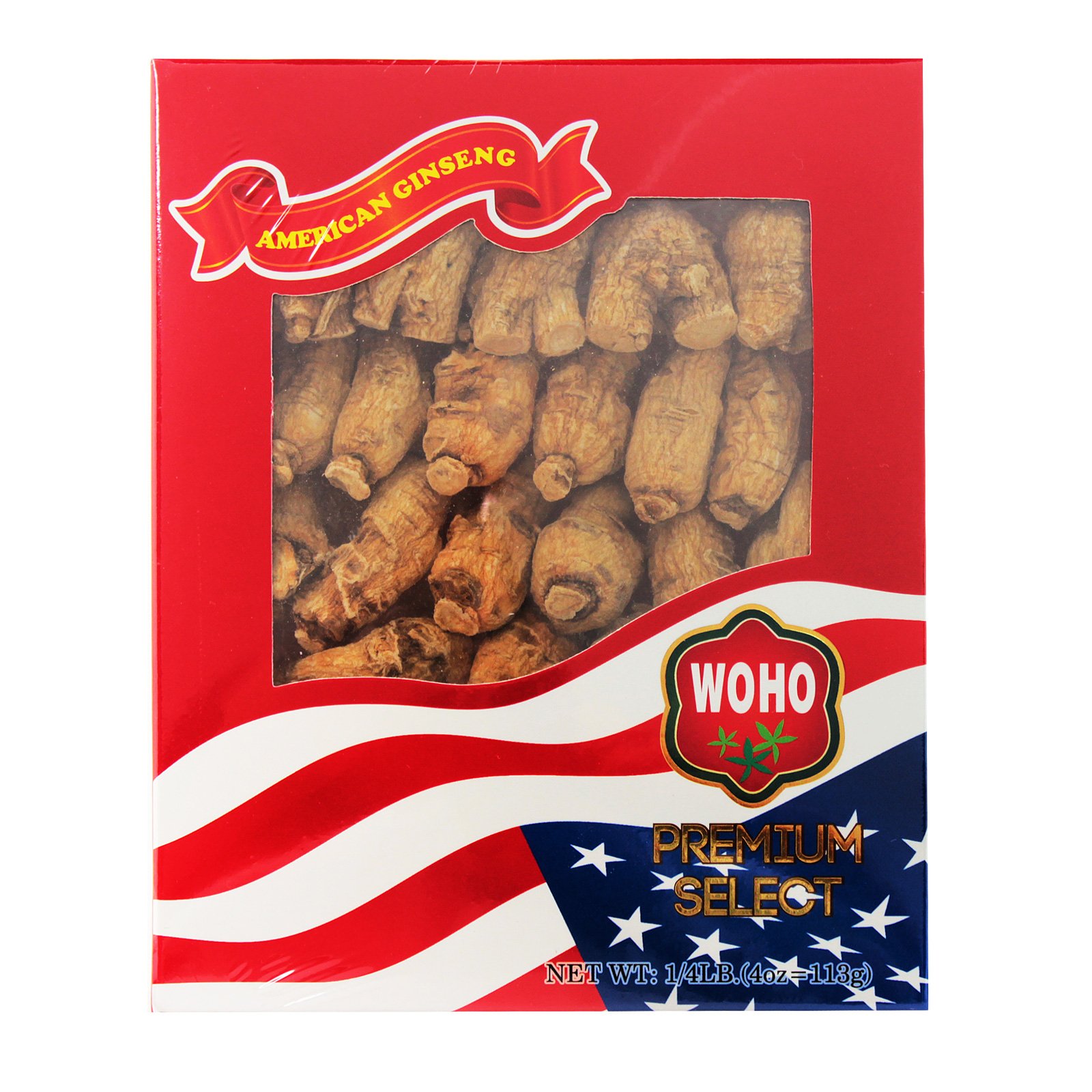 WOHO #111.4 Short Large American Ginseng Roots 4oz Box