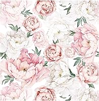 Vista 7 de Blooming Wall PS040 - Papel pintado autoadhesivo autoadhesivo de peonía fresca y rosa extraíble para despegar y pegar