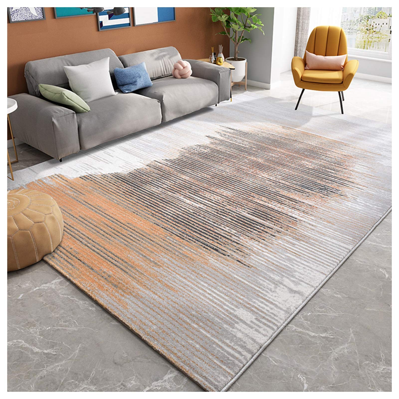 Tapis de zone 100% étanche anti-tache style abstrait nordique pour salon chambre