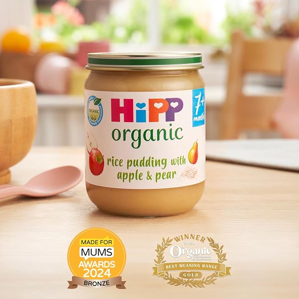 HiPP Organic Rice Pudding with Apple & Pear Baby Food Jar 7+ Months 160g (Pack of 6) - 2