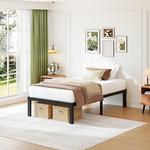 Miniatura 2 de COMASACH Marco de cama individual de 16 pulgadas sin necesidad de somier, marcos de cama de plataforma de metal resistente de 1000 libras, soporte