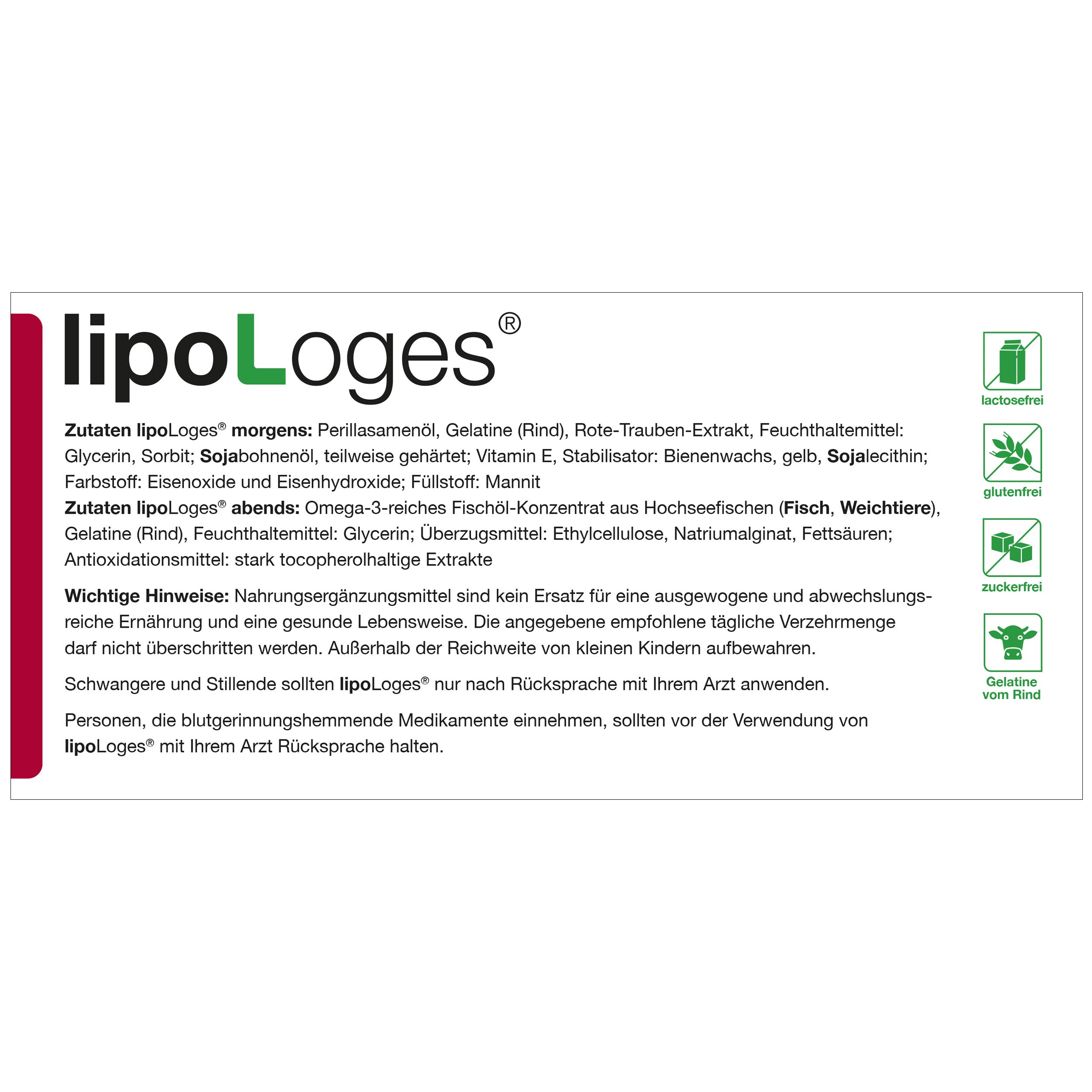 lipoLoges Kapseln zur Unterstützung eines normalen Cholesterin- und Triglyceridspiegel im Blut, 180 St. Kapseln