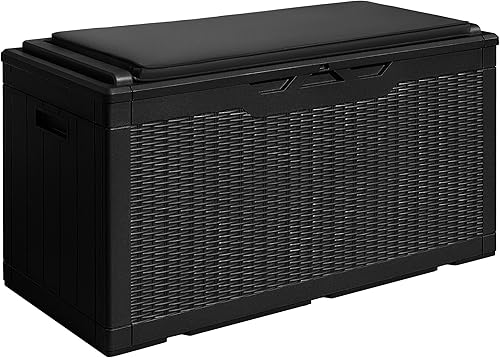 Vista 13 de Devoko Caja de almacenamiento de cubierta de 100 galones, impermeable, grande, de resina, para interior y exterior, con cierre, para cojines