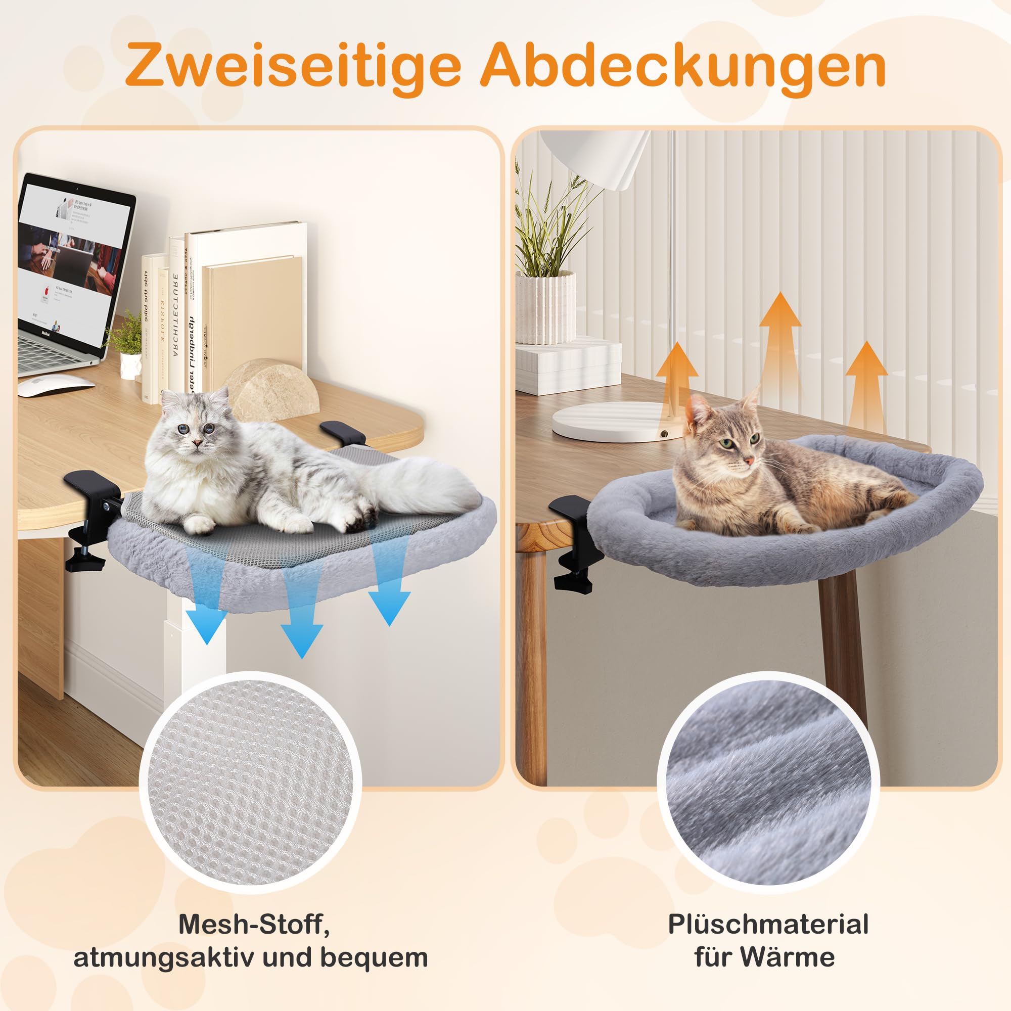 Cama Colgante para Gatos Plegable 90°, Cama para Gatos, Hamaca para Gato, Cesta para Dormir, Hamaca para Gato, Cama de 59 x 48 cm hasta 20 kg