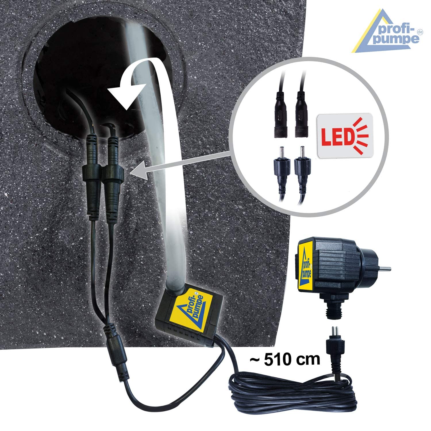 Fontana da giardino, fontana decorativa, fontana da interno, fontana, cascata, giochi d'acqua per giardino, laghetto da giardino (230V - fontana da giardino GRANITE CASKADE con luce LED)