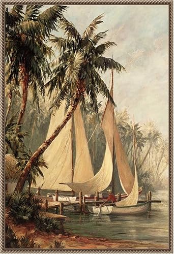 Amanti Art Lienzo enmarcado para pared, 23 x 33 pulgadas, diseño de cayo de ron de Malarz, arte de lienzo enmarcado para decoración de pared, sala