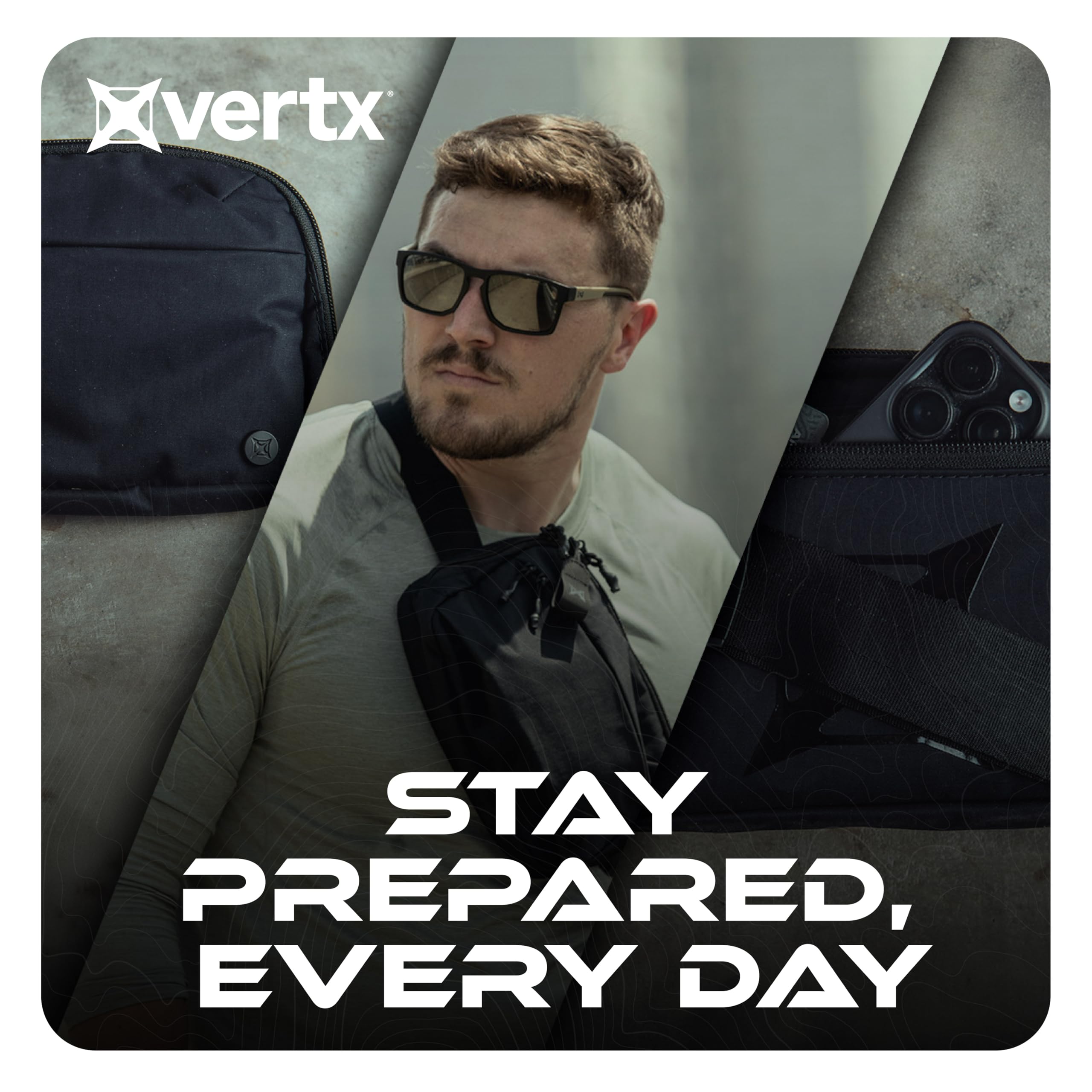 Vertx Bauchtasche für den täglichen Gebrauch + vielseitige Hüfttasche für Reisen, Outdoor-Aktivitäten, verstellbarer Gurt, leicht, mehrere Taschen, Schwarz – Einheitsgröße