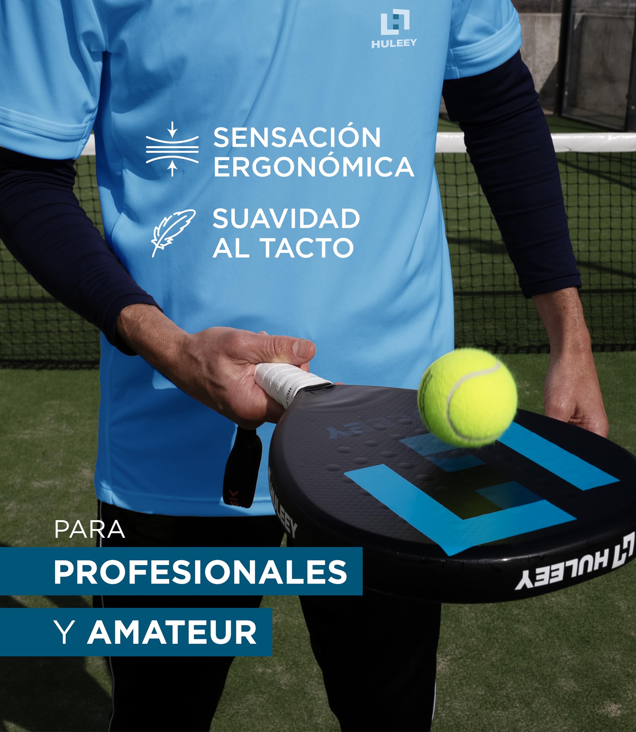 HULEEY Overgrips Pádel Blanco Perforado – Packs 6/12/20/60 – Antideslizante Extra-Adherente – Alta Absorción – Incluye Protector de Pala — view 3