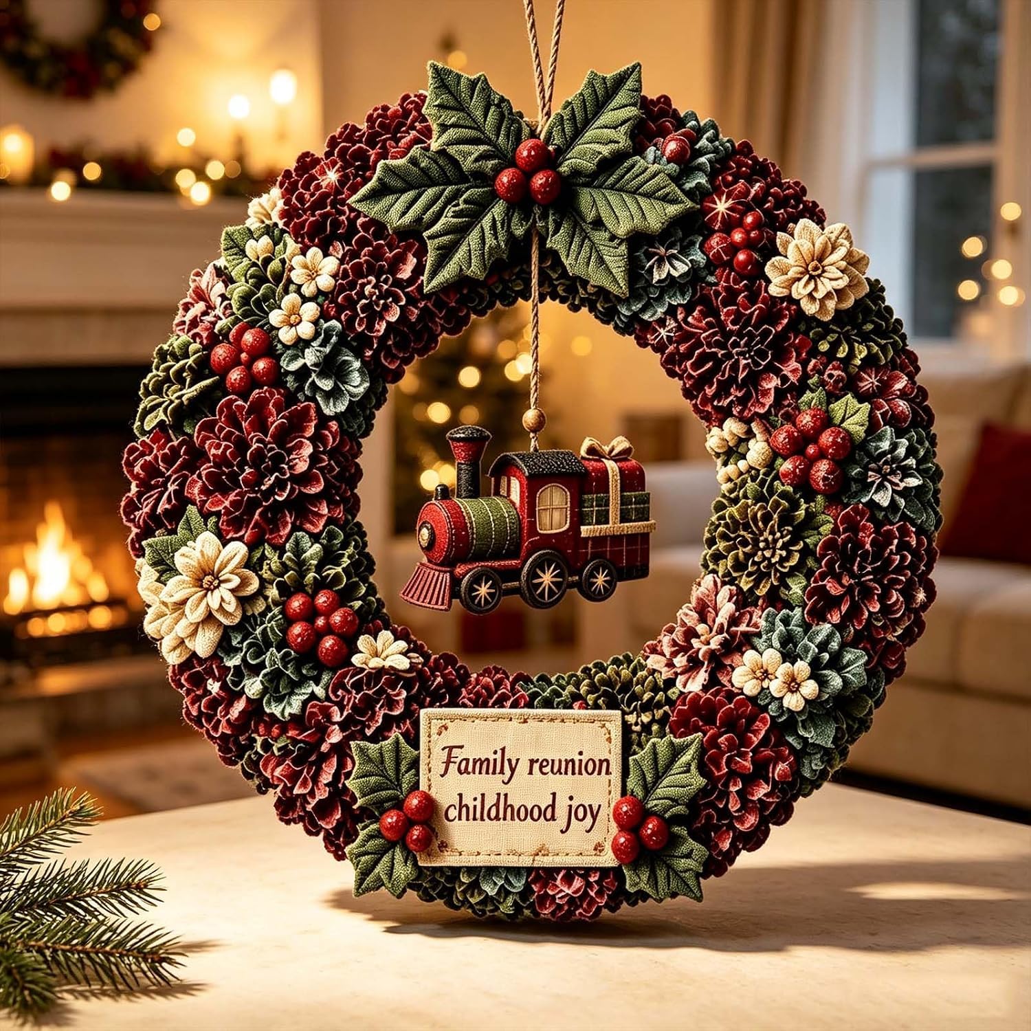 3D Fabric Poke Wreath DIY Kit, Christmas Wreath Craft Kit for Adults, DIY Handmade Poke Art Wreath Decoration for Home Holiday Crafting