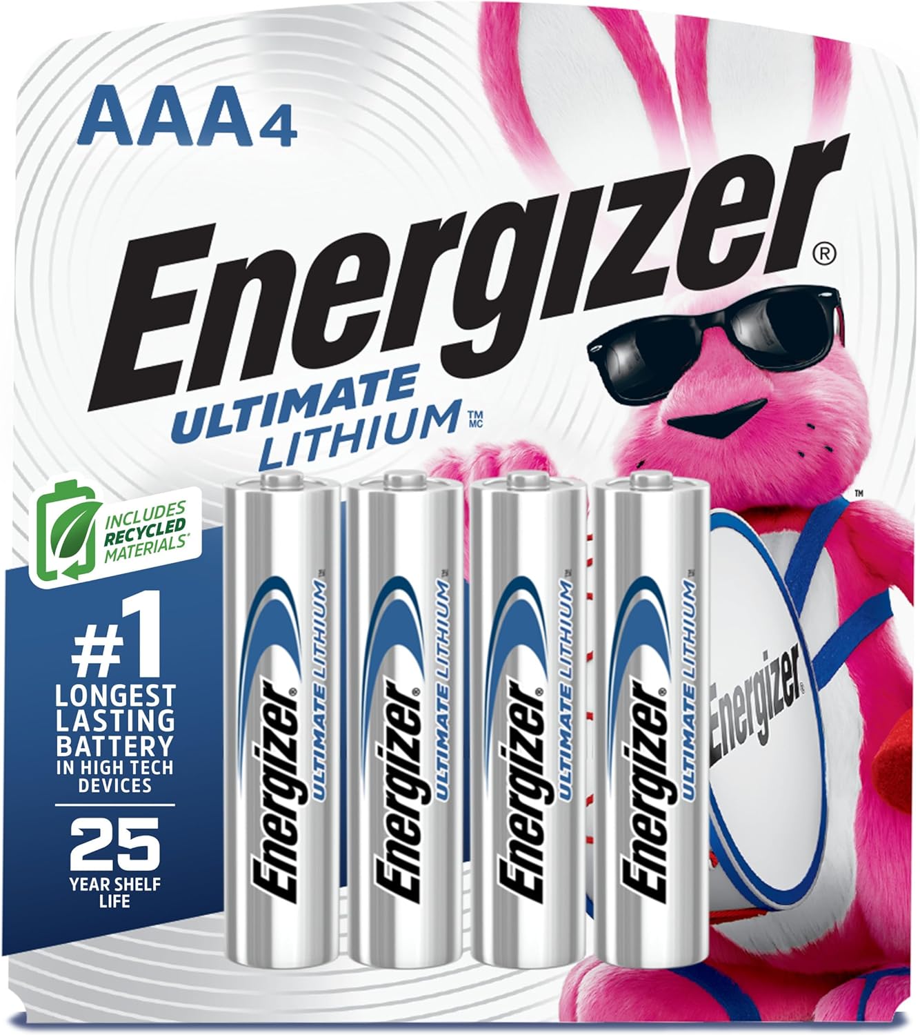 Energizer Ultimate Lithium AAA Batteries (4 Pack), Lithium Triple A Batteries 4 Count (Pack of 1)