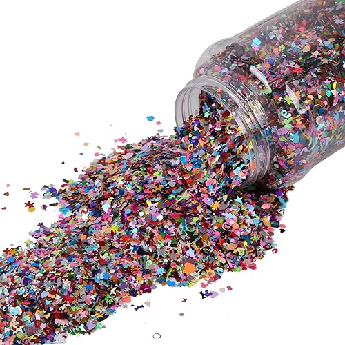 Miniatura 4 de Brillantina gruesa de 16 onzas para formas de colores mixtos, para manualidades, arte de uñas, cosméticos, festivales, maquillaje