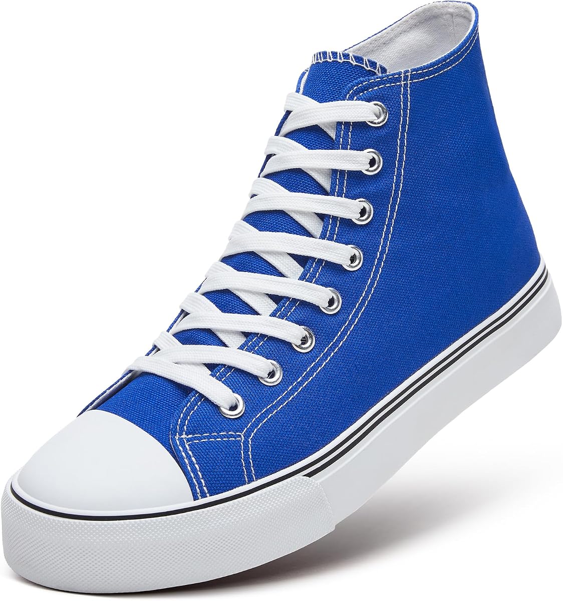 ZGR Zapatillas altas de lona para hombre con cordones, zapatos casuales clásicos para caminar | Parte superior de lona transpirable, suela de goma antideslizante, cordones altos, estilo informal clásico, para caminar, tenis, viajar, deportes