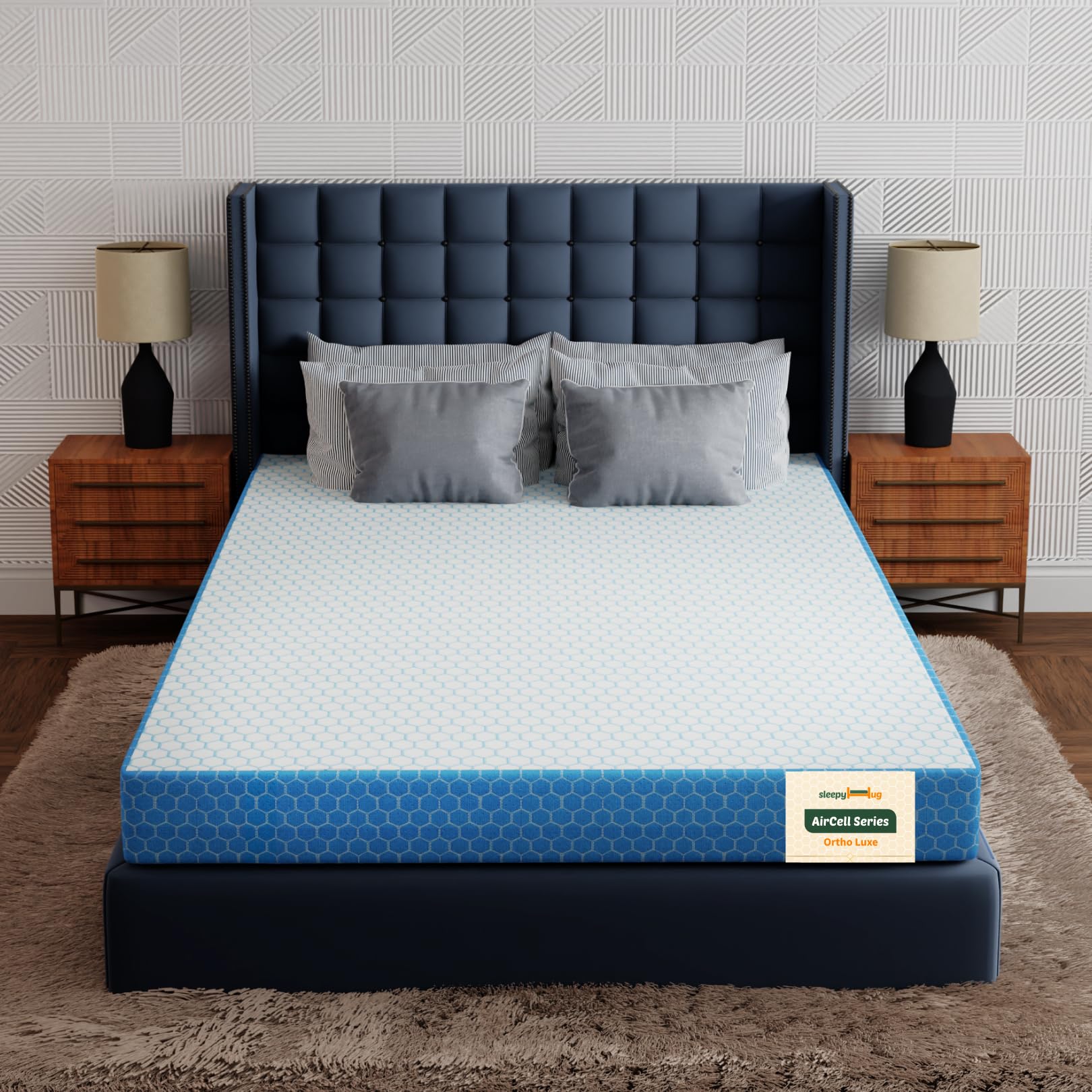 SleepyHug AirCell Ortho Luxe Plus 6 inch Orthopedic Mattress CoolFlow Memory Foam Mattress with Honeycomb Grid Perfect for King Size Bed, for Back Pain Relief, Firm Yet Soft Removable Cover (75x72x6) (B0CF5PNYJH) Amazon Price History, Amazon Price Tracker