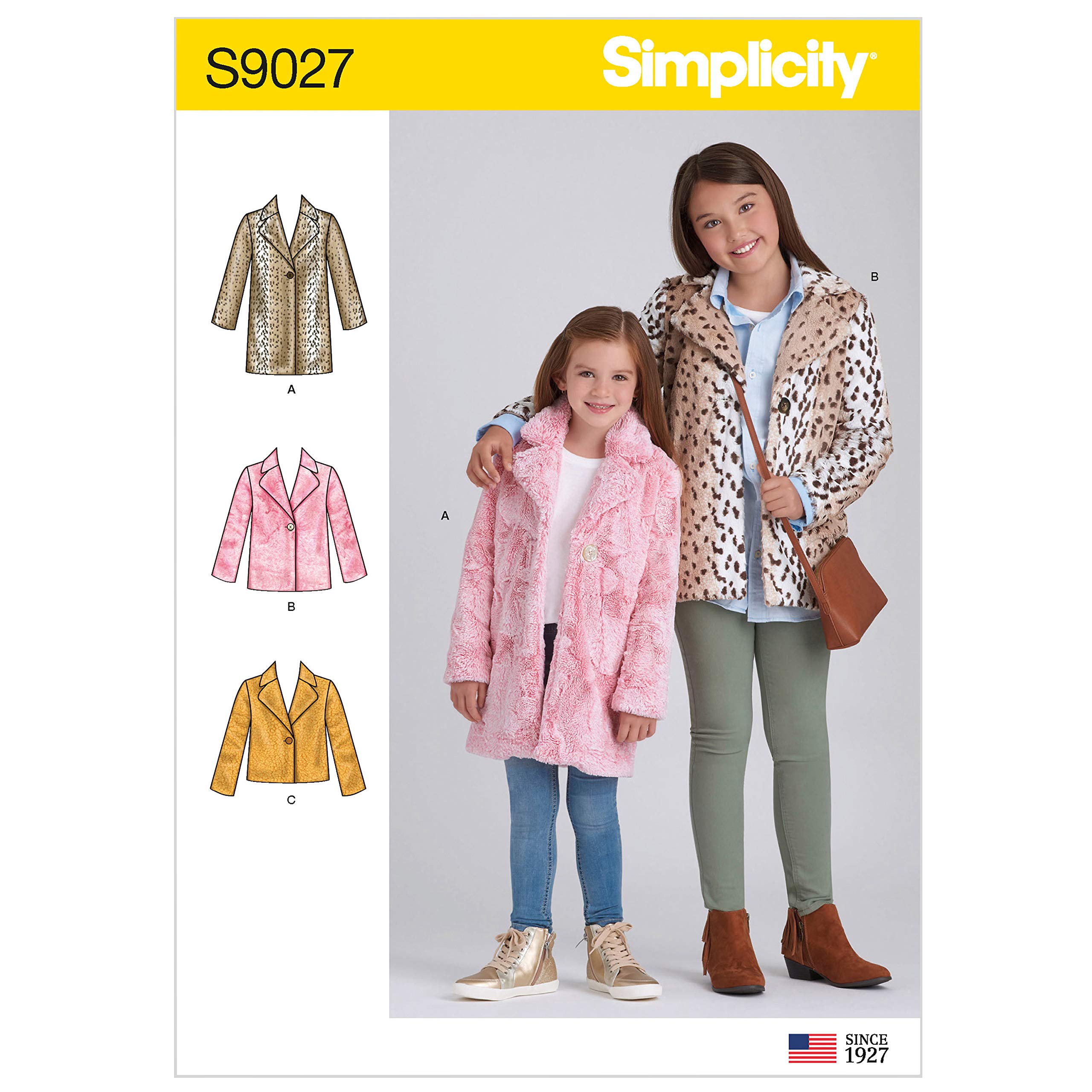 Simplicity Sewing Pattern 9027, Coats, Jackets For Kids, Teenagers, Hh (3-4-5-6) - Intermediate - Hh (3-4-5-6)