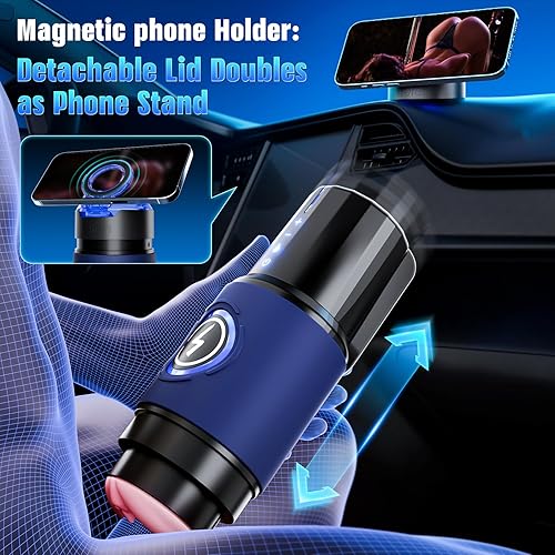 Miniatura 8 de EINSEO Masturbador masculino juguetes sexuales para hombres – empuje masculino Stroker con calefacción de 360°, 5 velocidades movimiento suave