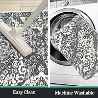 Vista 5 de HEBE - Alfombra de pasillo de 2 x 8 pies, lavable, vintage, envejecida, antideslizante, alfombra de lavandería, alfombra bohemia para pasillos
