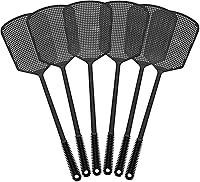 Vista 2 de Fly Swatters-Begonia - Matamoscas gruesos flexibles y resistentes con pala más grande, color negro, paquete de 6