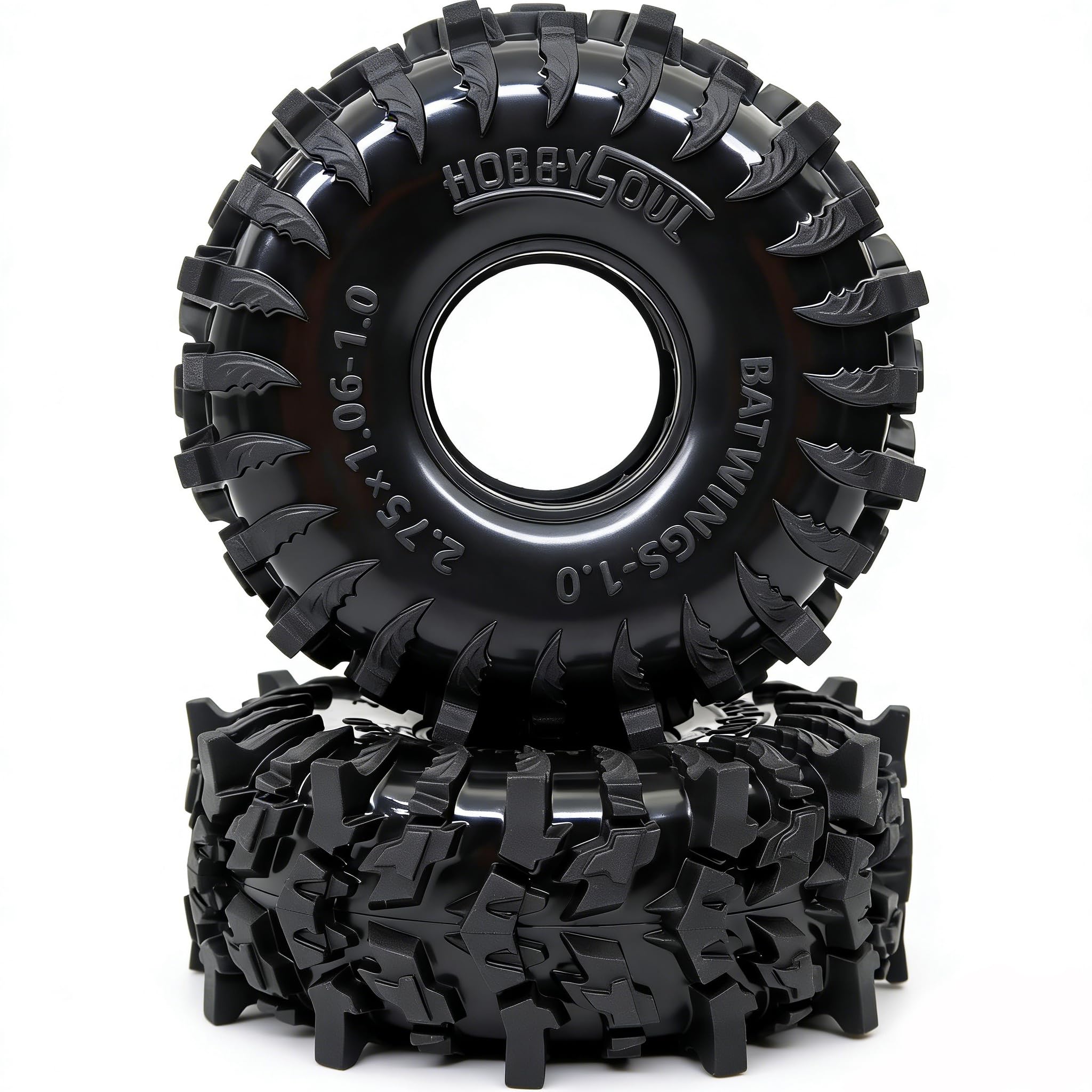 HOBBYSOUL 1.0 Tires - 70 * 27mm Tall Batwings Super Soft Sticky mud Tyre for RC Crawler 1/24 SCX24 1/18 TRX4M Upgrades - 4