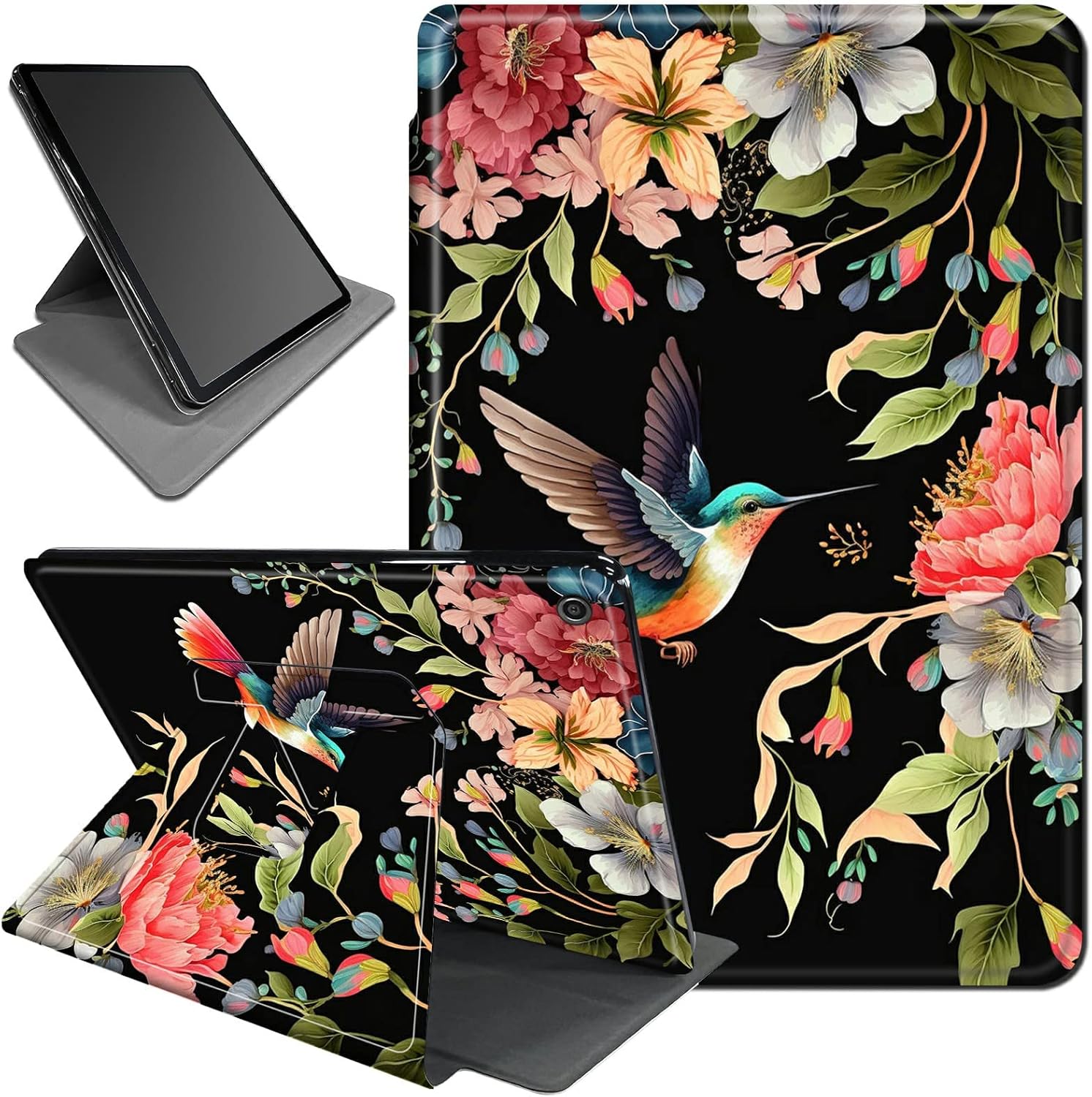 Rotating Case for iPad 10.2 Case for iPad 9th Generation 2021,for iPad 8th Gen Case 2020/iPad 7th Gen 2019,360 Degree Rotating Leather Smart Stand Fold Case,Bird and Flowers