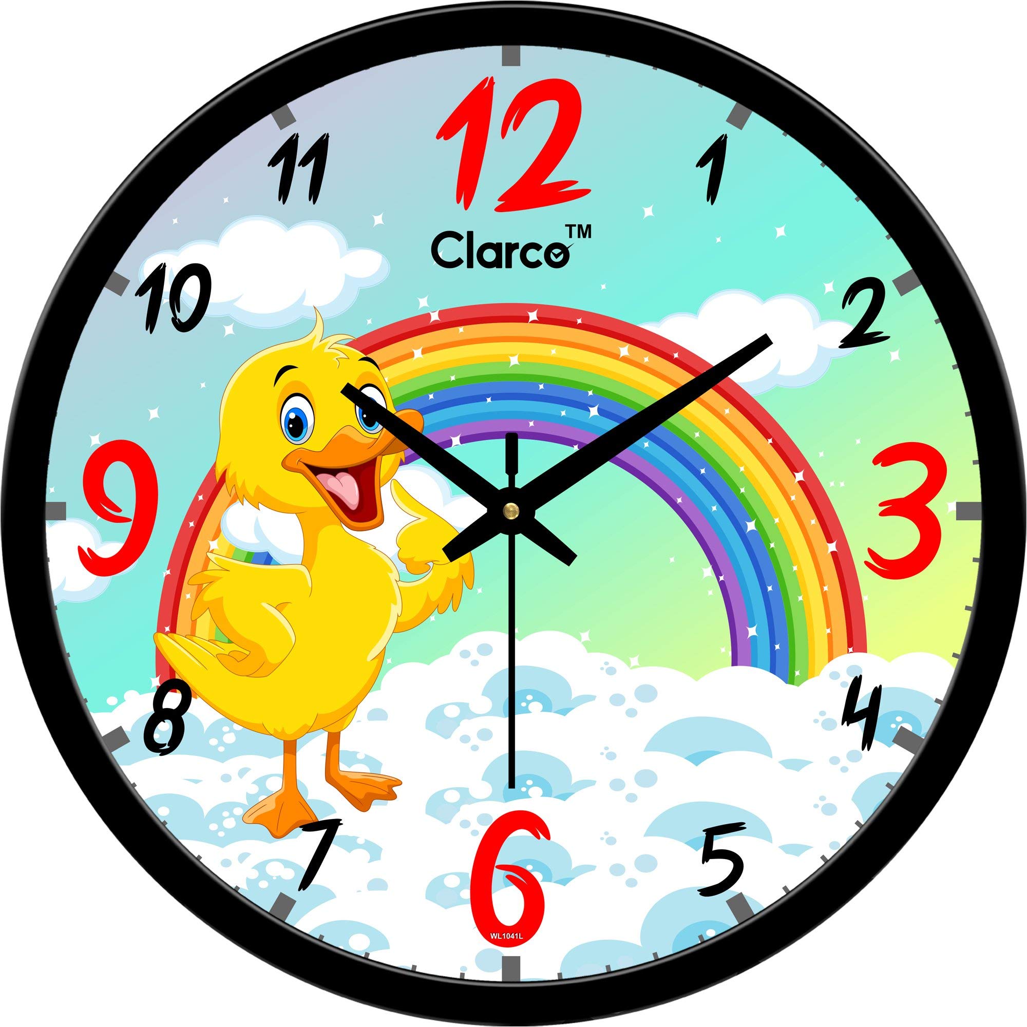 Clarco Rainbow Theme Analogue Round Plastic Wall Clock with Glass for Home/Living Room/Bedroom/Kitchen/Kids Room/Office (12 x 12 Inch / 30 x 30 cm)(WL_1041L)