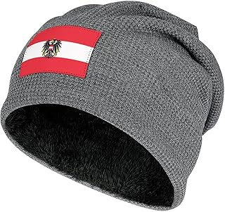 Fleece Lined Pullover Cap Soft Warm Winter Flag of Austria Beanie Hat for Men Women