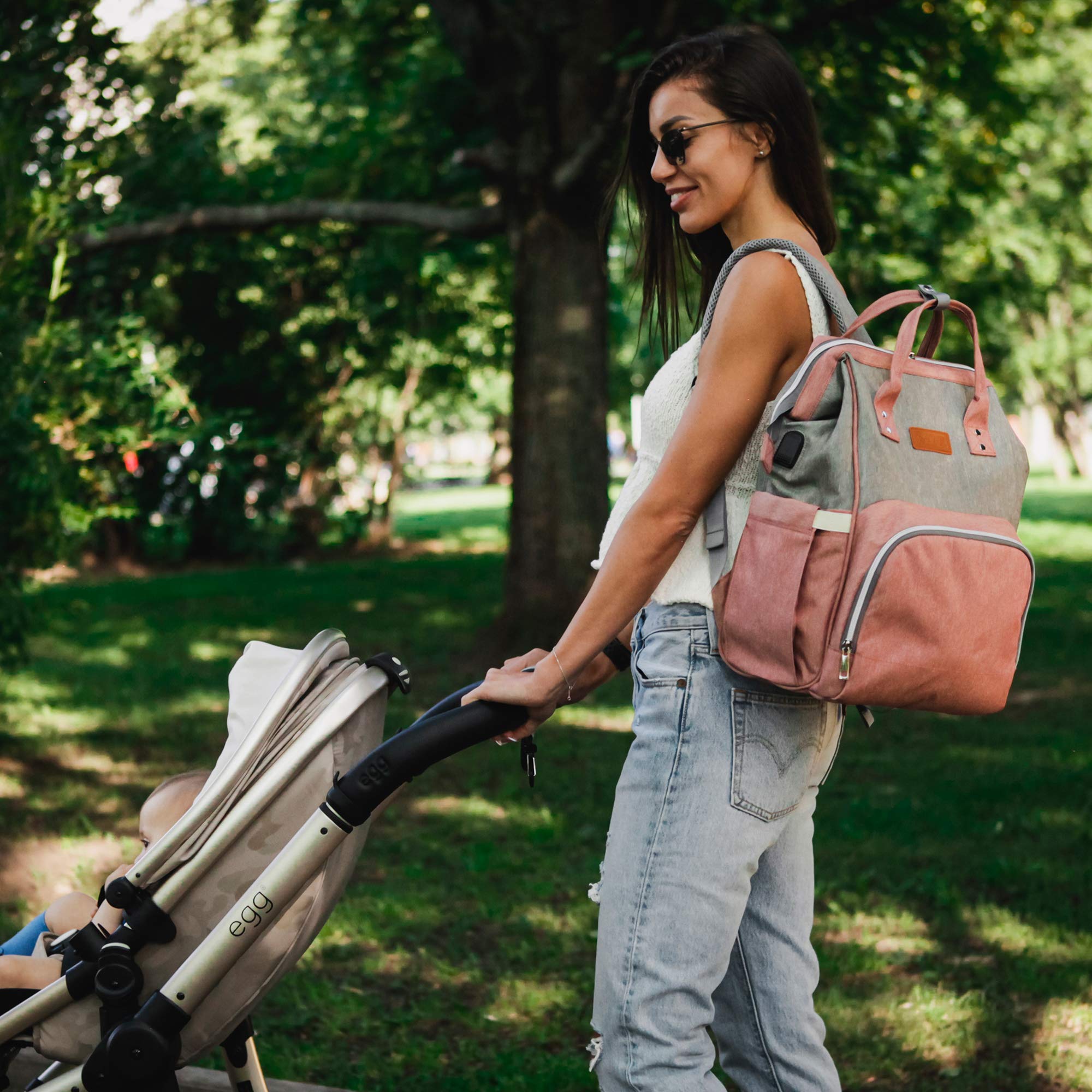 Baby Wickelrucksack, Babytasche für Reise, Wickeltasche Große Kapazität, Multifach Reise Rucksack Wasserdicht Fächer Babyflaschehälter