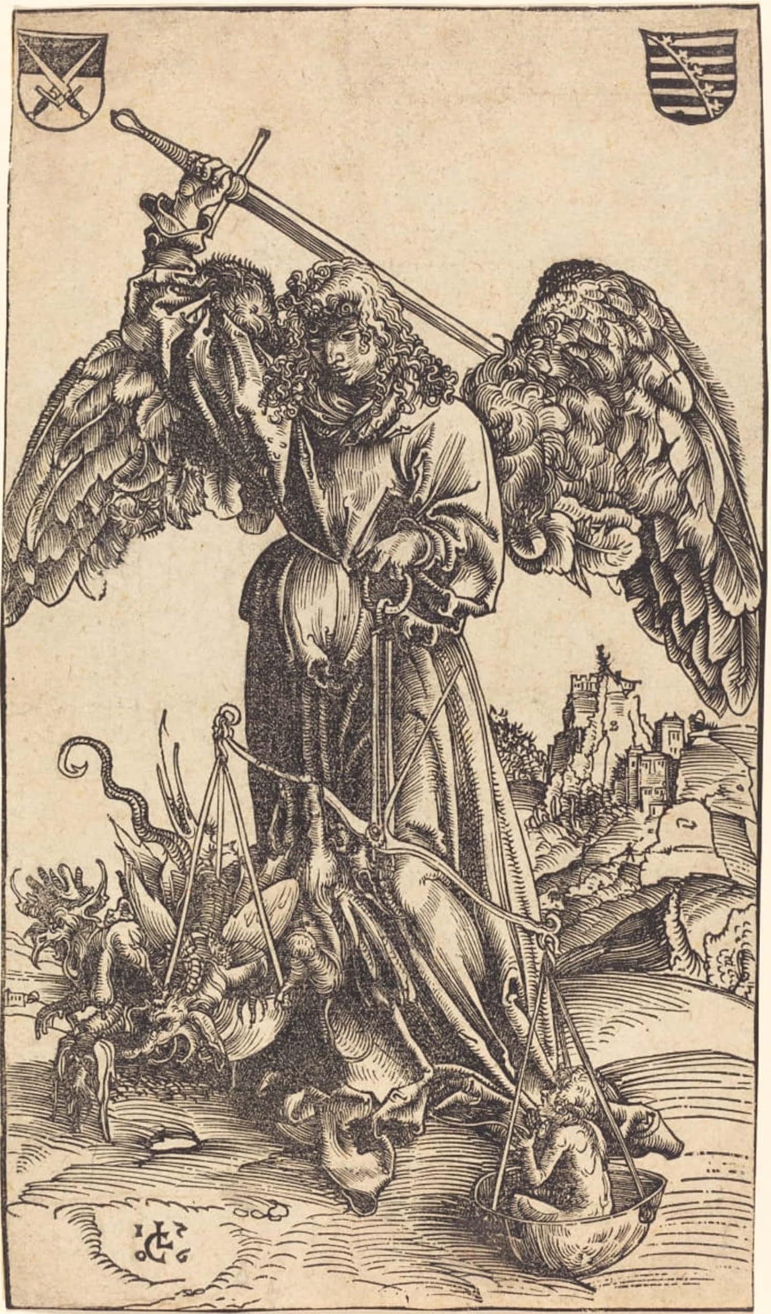 SERENDIPITP Retro Picture Poster Wall Art Pictures Painting the Archangel Weighing a Soul by Lucas Cranach the Elder Wall Art Canvas Print for Wall Decor 60x90cm