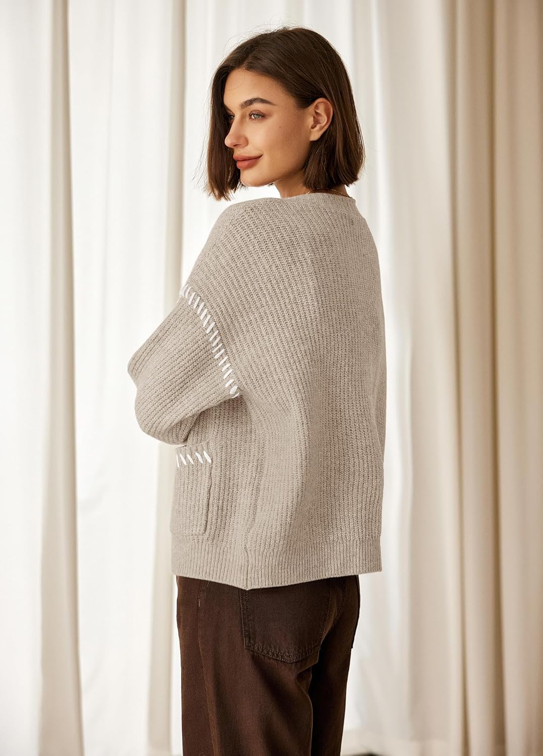 Yanekop Womens Chunky Cardigan Sweaters Oversized Open Front Cardigan Casual Cable Knit Sweater Trendy Fall Fashion - Image 3