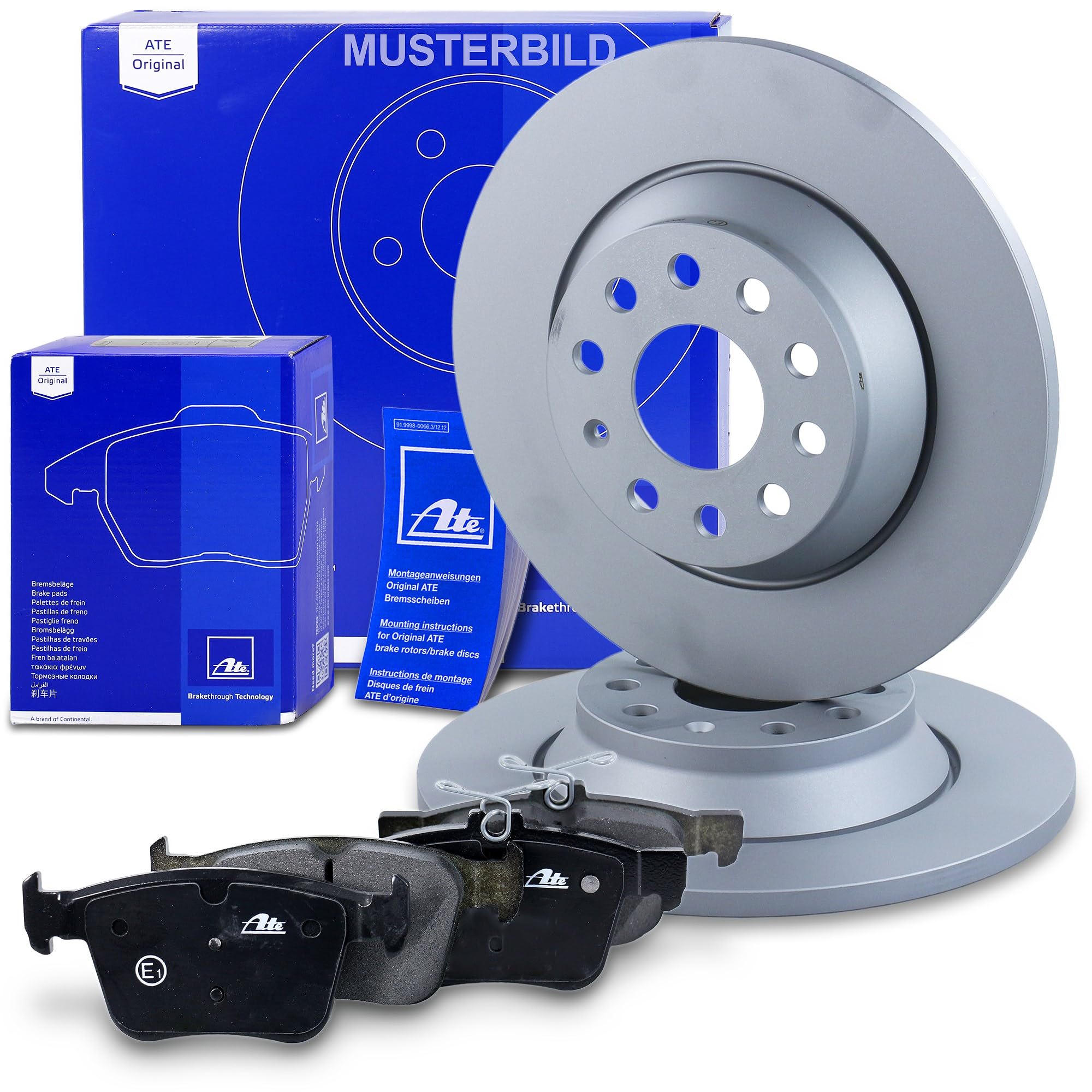 ATE Bremsenset Hinterachse inkl. Bremsscheiben hinten Ø259mm voll und Bremsbeläge hinten Kompatibel mit LEXUS CT (ZWA10), SUBARU TREZIA, TOYOTA PRIUS (W3), PRIUS (W5), PRIUS PHV (W52), VERSO S (P12)