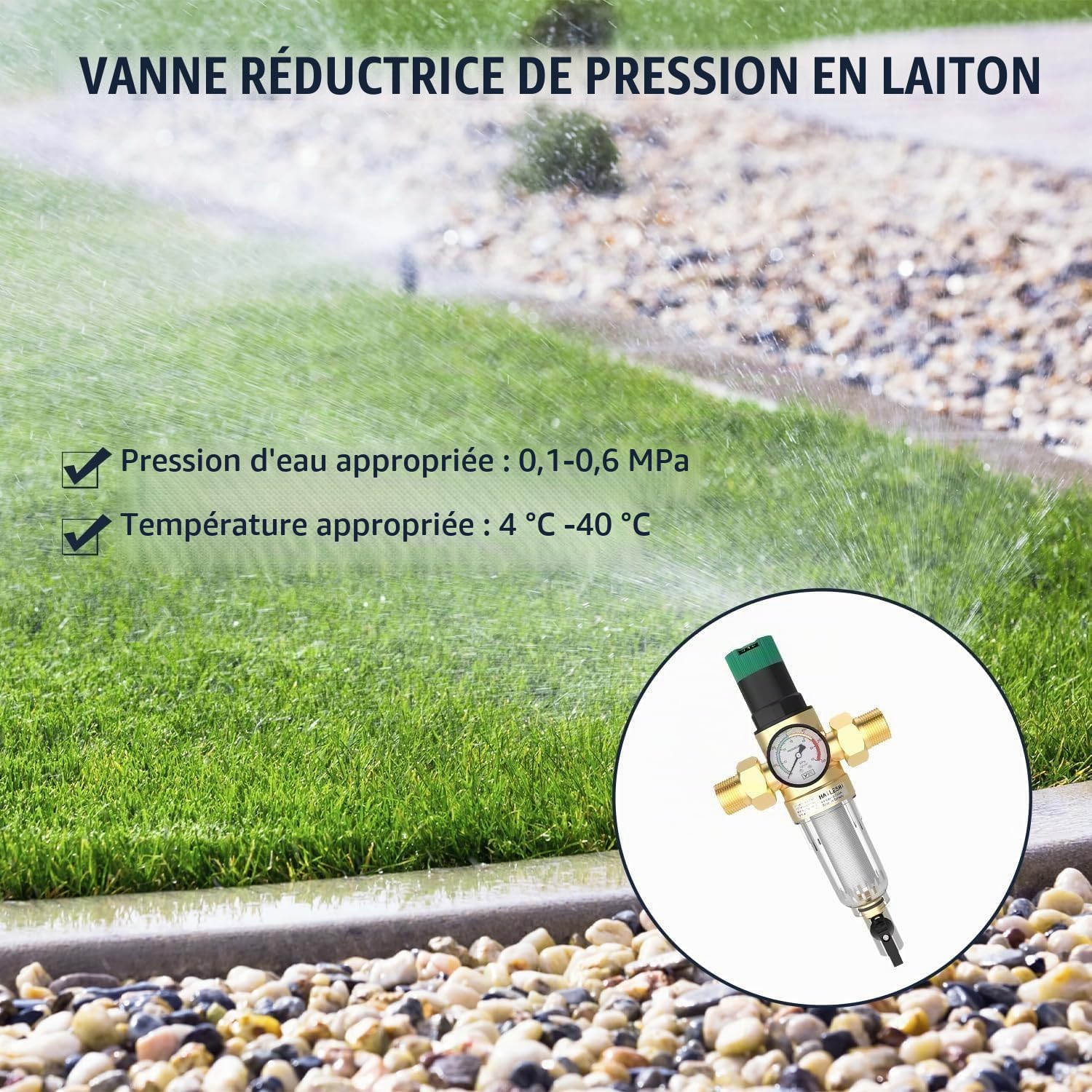 1 Pouce Ajustable Reducteur de Pression Eau, DN 32 Laiton épaissi Limiteur de Pression, Réducteur de Pression Eau Avec Filtre et Manomètre, Applicable à La Maison, Le Bâtiment, L'usine