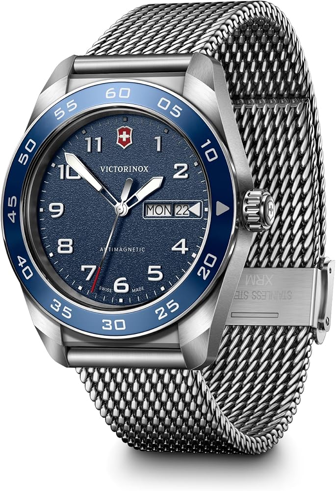Amazon.com: Victorinox Swiss Army Quartz Blue Dial Mesh Stainless