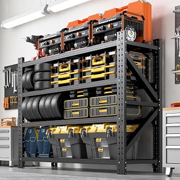 Heavy Duty Garage Storage Shelves 5000LBS Capacity, 67" Wide Metal Shelving Units, 4-Tier Large Industrial Shelving for Garage Shop Warehouse Basement Factory, 67" W x 24" D x 63" H