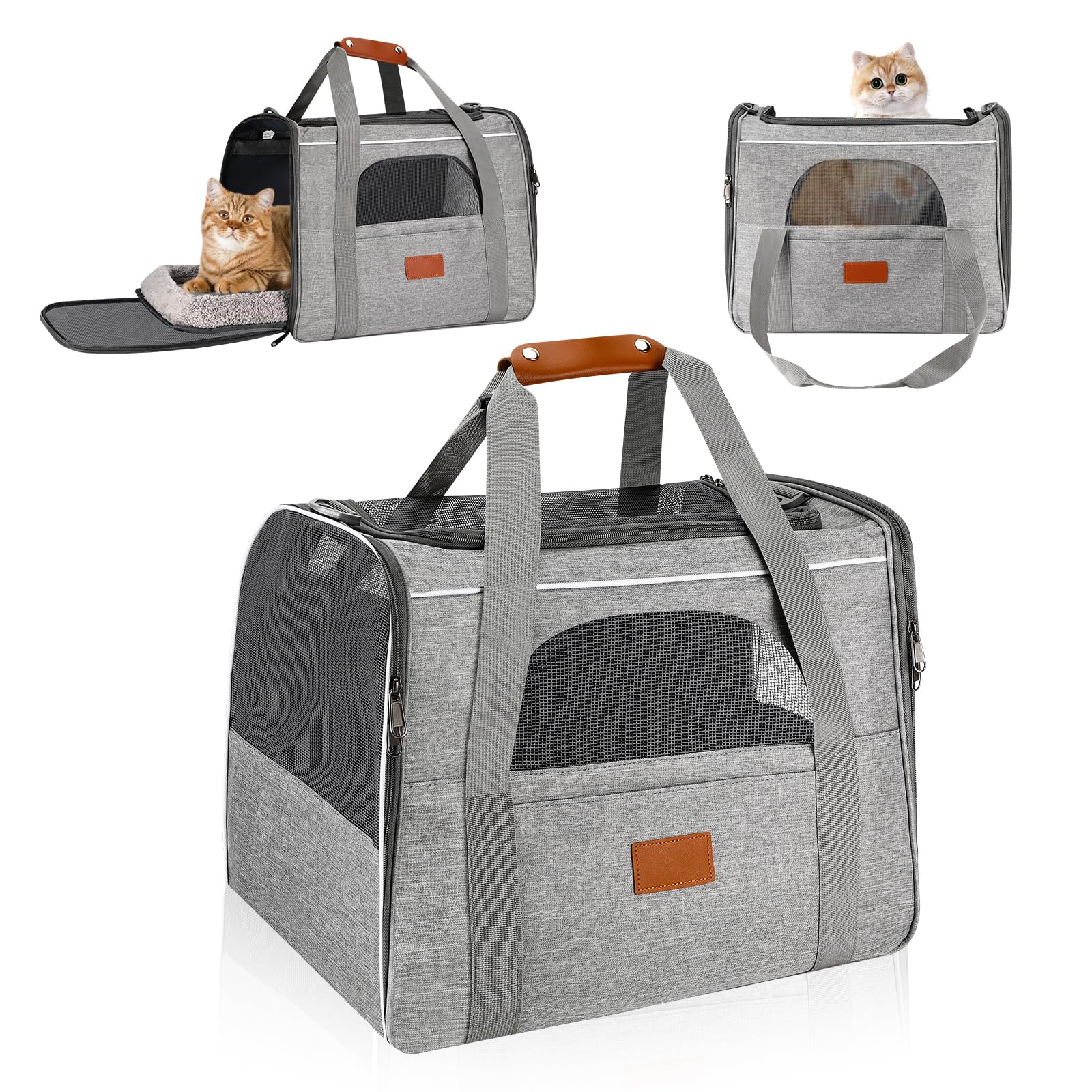 Transporttasche für Katze Hund, Katzentragetasche, Katzentransportbox, Faltbar Tragetasche Katzentransporttasche, Für Katze Kätzchen Welpen bis 7 Kg, Transportbox für Hund Katze, Zug, Reisen