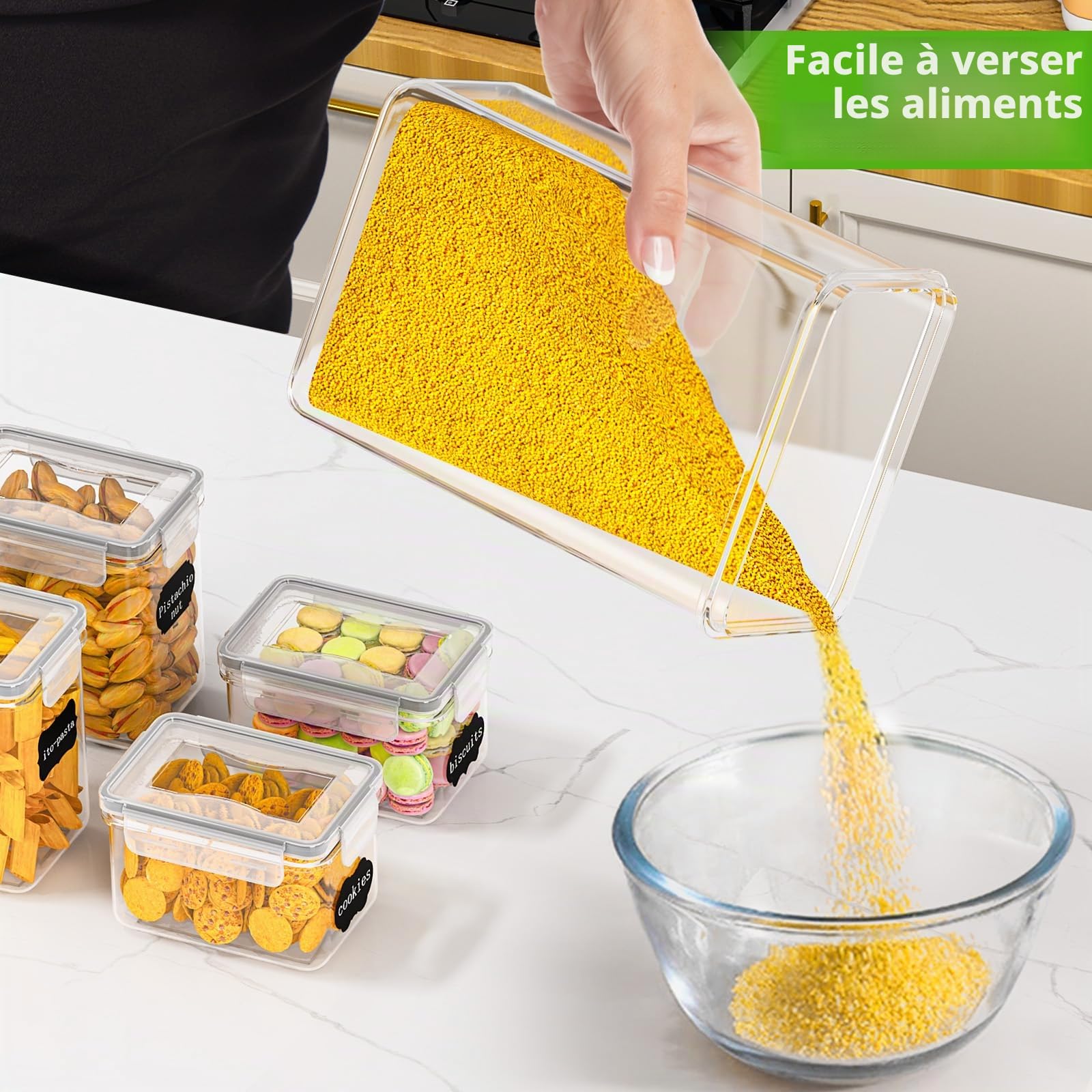 PurKeep Lot de 24 Boîtes Hermétiques Alimentaires avec Couvercles | Boîte de Rangement pour Cuisine en Plastique Alimentaire |Boîte à Croquettes pour Chien,Boîte à Sucre