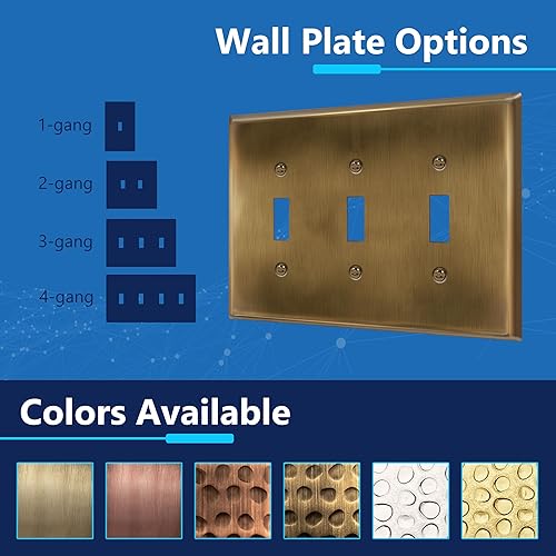 Miniatura 4 de LIDER Placa de pared de metal para interruptor de luz de palanca, cubierta de interruptor de acero inoxidable, resistente a la corrosión, tamaño