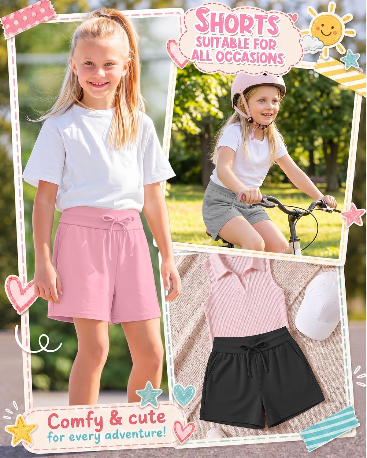 3 Pack Girls Athletic Shorts