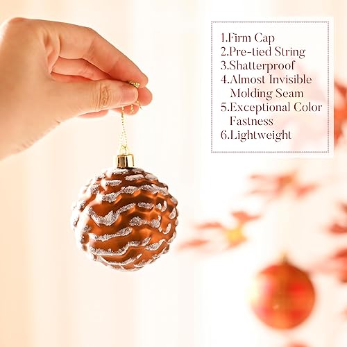 Miniatura 5 de Valery Madelyn Adornos de bola de Navidad rojos y marrones de 70 unidades, adornos inastillables para árbol de Navidad, paquete económico para