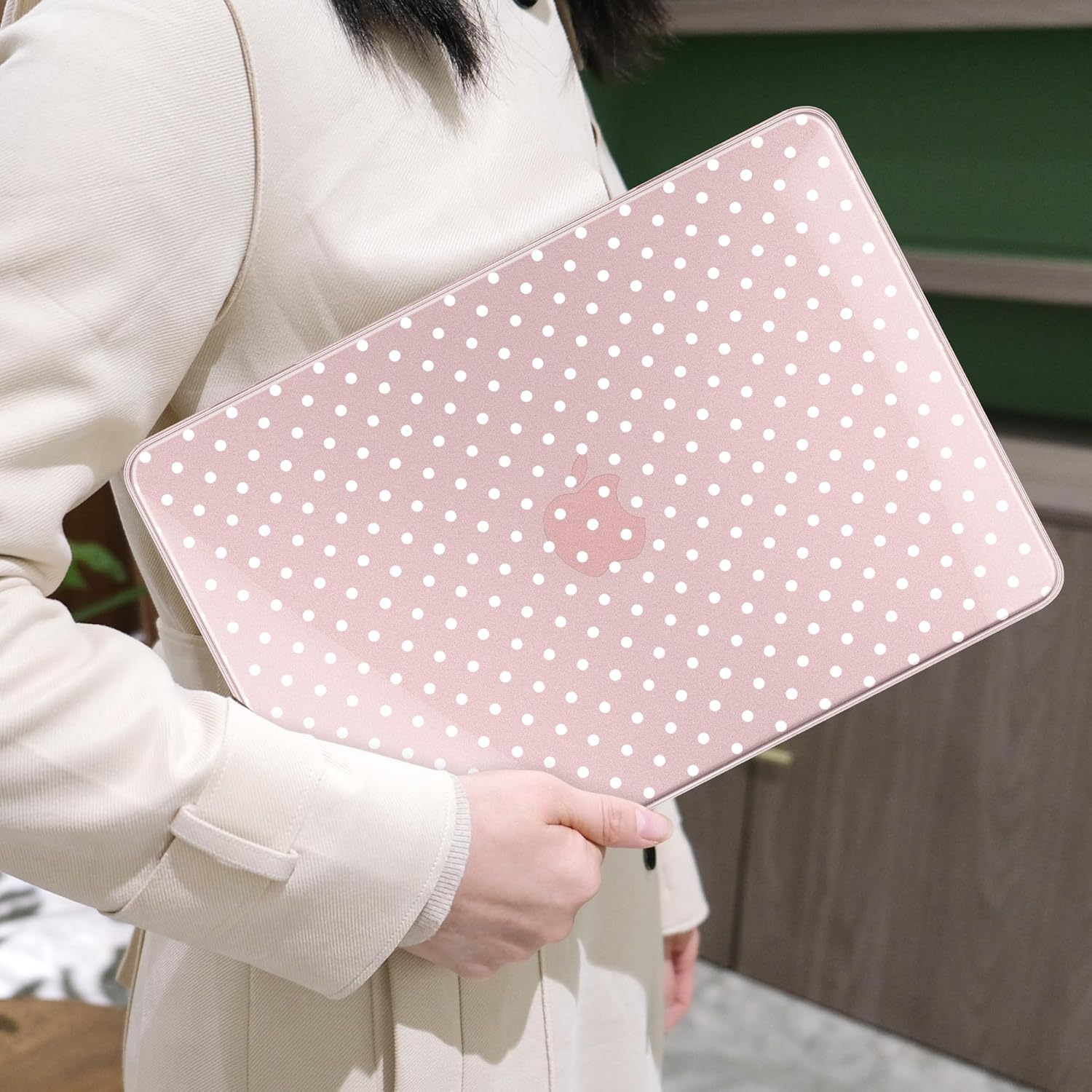 MEEgoodo Printed Case for New MacBook Neo 13 inch 2026 Release(Fit Model A3404), Laptop Hard Shell Cases with Keyboard Skin & Screen Protector & Webcam Covers, Blush & White Polka Dots